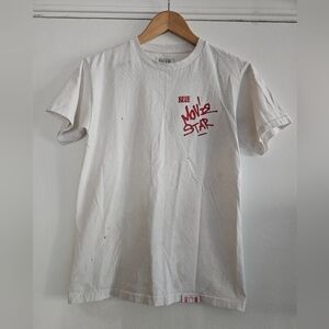 Blue T-shirt "BLUE MOVIE STAR" Men's White T-shirt Size Small